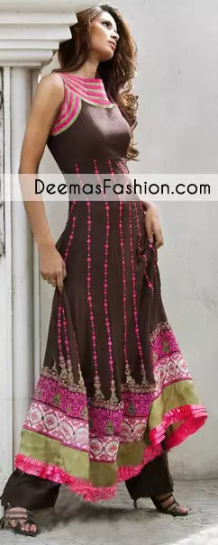 Dark Brown A Line Anarkali Frock Dress